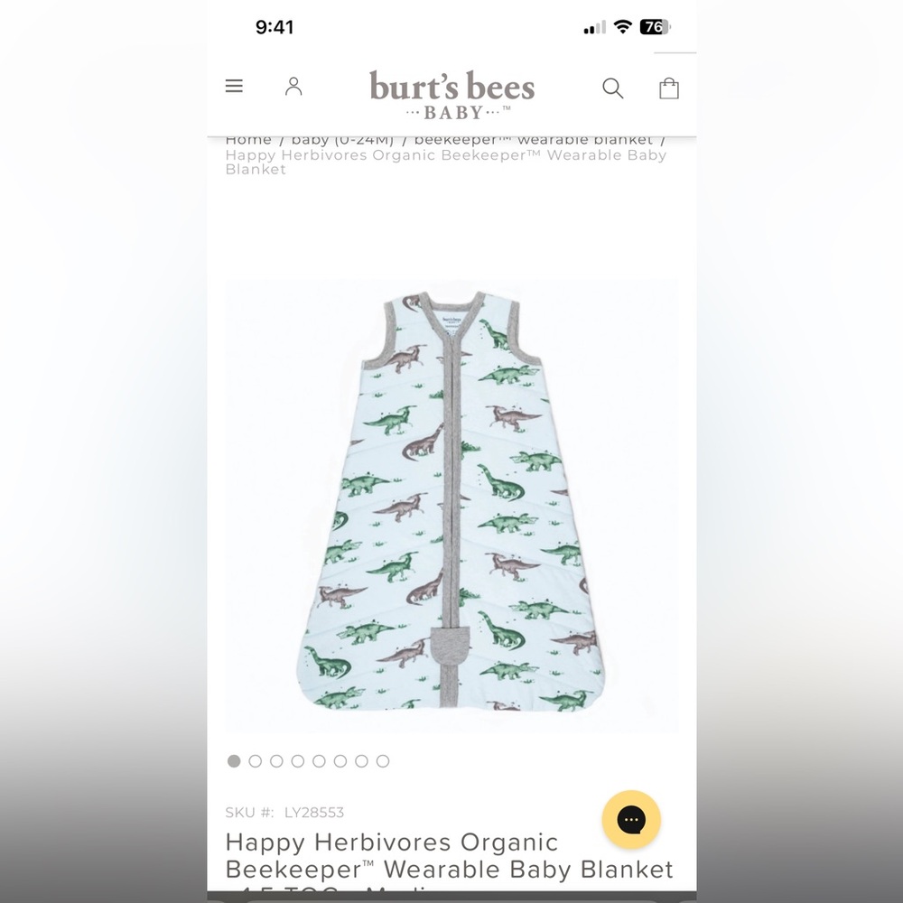 Burt’s Bees Baby 6-12m 1.5 TOG organic cotton sleep sack. Like new!
